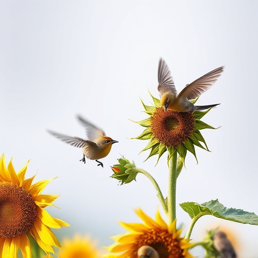 Small birds feeding on sunflower hearts