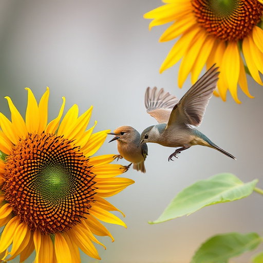 Small birds feeding on sunflower hearts