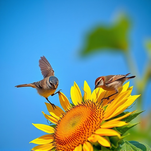 Small birds feeding on sunflower hearts