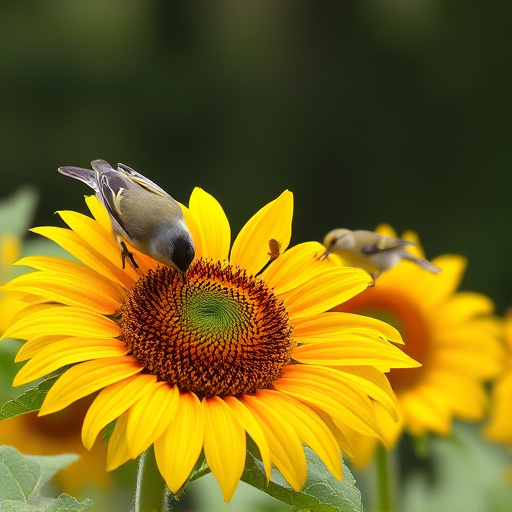 Small birds feeding on sunflower hearts