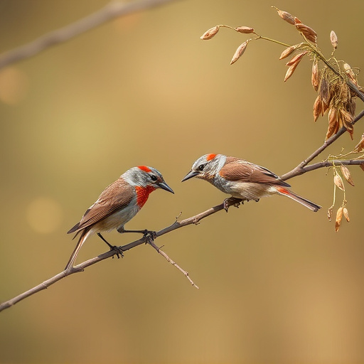 Small birds pecking at niger seeds