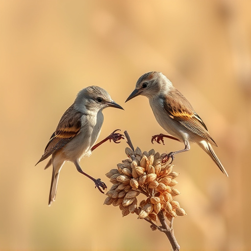 Small birds pecking at niger seeds