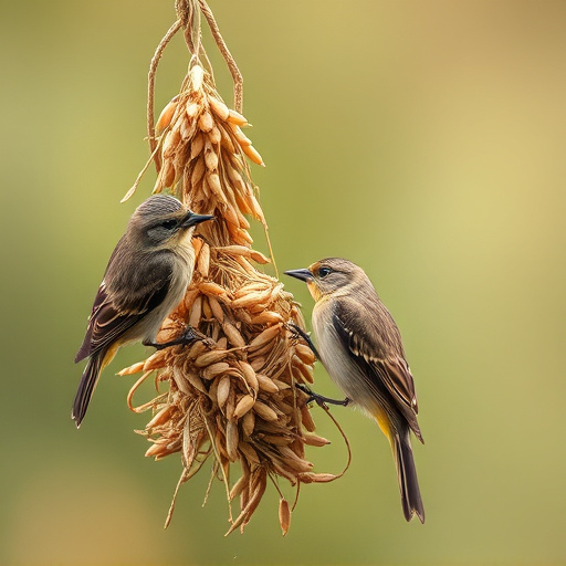 Small birds pecking at niger seeds