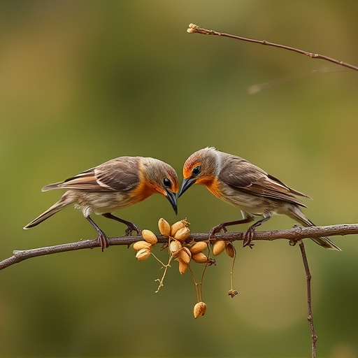 Small birds pecking at niger seeds