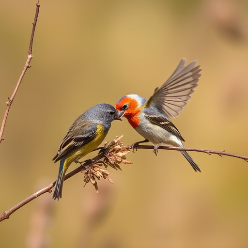 Small birds pecking at niger seeds