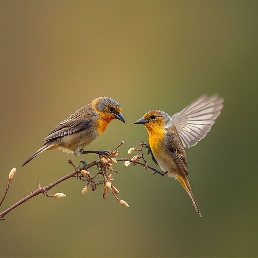 Small birds pecking at niger seeds