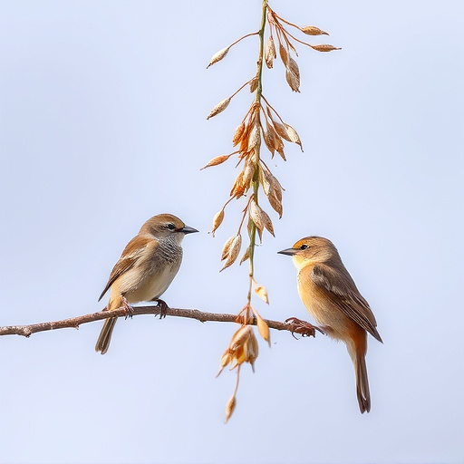 Small birds pecking at niger seeds