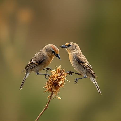 Small birds pecking at niger seeds