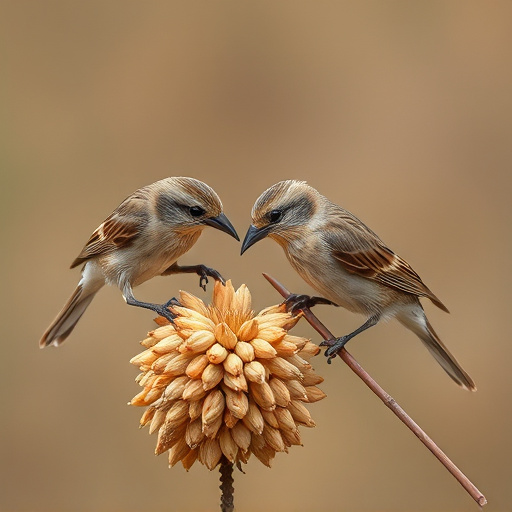 Small birds pecking at niger seeds