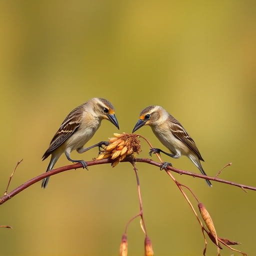 Small birds pecking at niger seeds