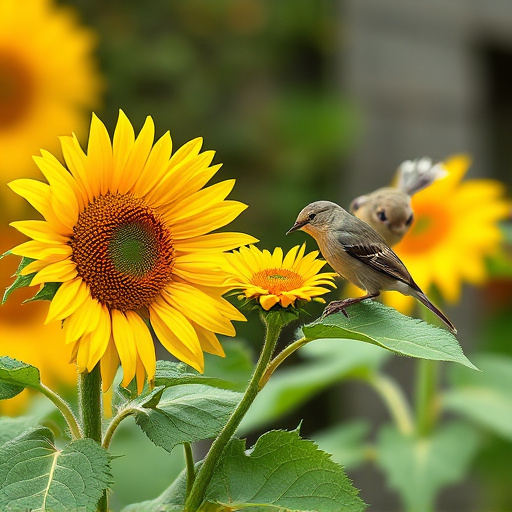 Small garden birds eating sunflower hearts