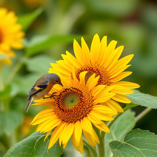 Small garden birds eating sunflower hearts
