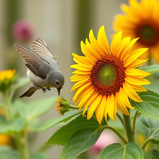 Small garden birds eating sunflower hearts