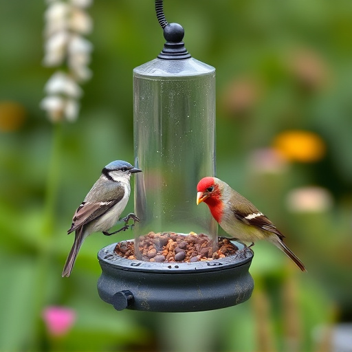 Small garden birds feeding on no-mess mix