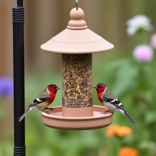 Small garden birds feeding on no-mess mix