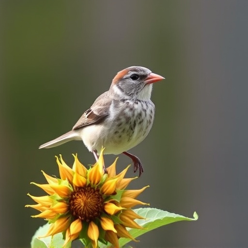 Sparrow enjoying sunflower hearts in garden