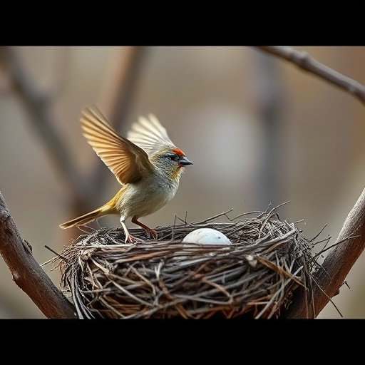 Sparrow leaving an abandoned nest