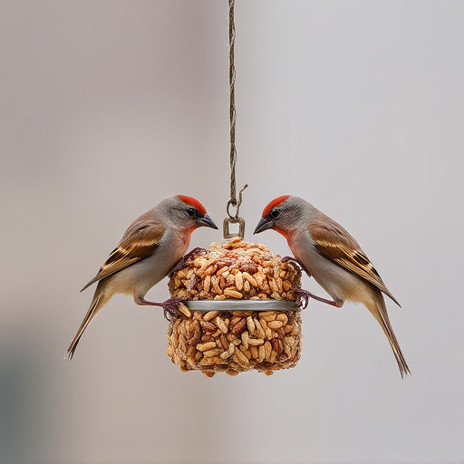 Sparrows feeding on seed mix