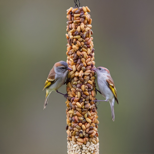 Sparrows feeding on seed mix