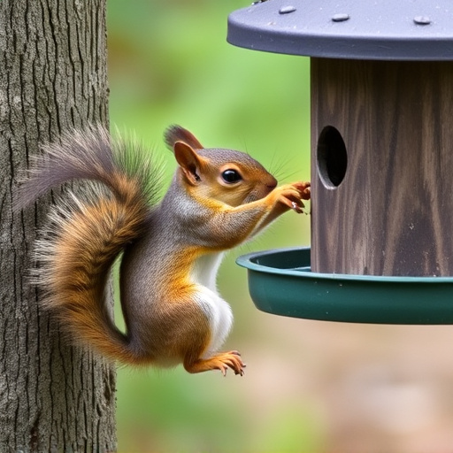 Squirrel attempting to access guarded feeder