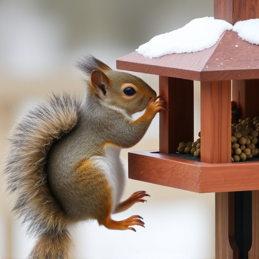 Squirrel attempting to access guarded feeder