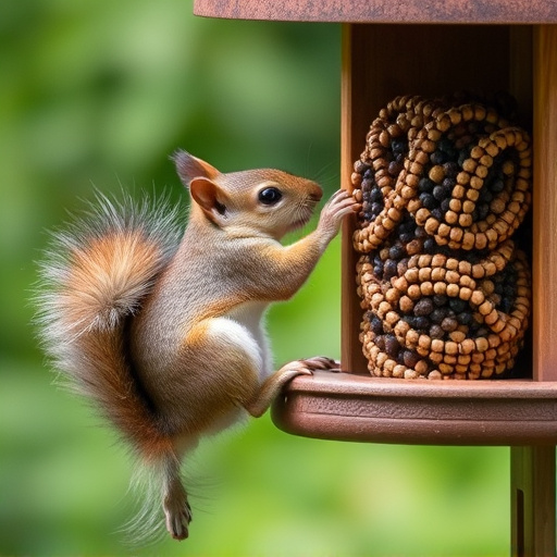 Squirrel attempting to access guarded feeder