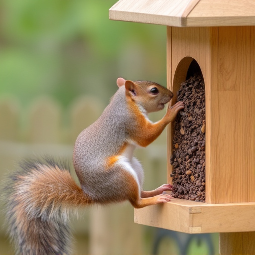 Squirrel attempting to access guarded feeder