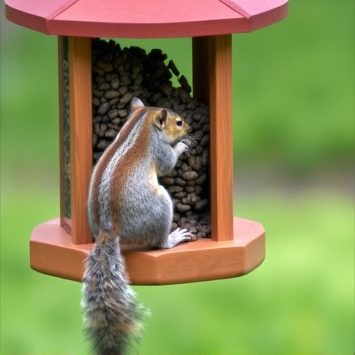 Squirrel attempting to access guarded feeder