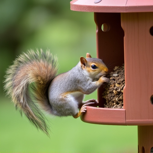 Squirrel attempting to access guarded feeder