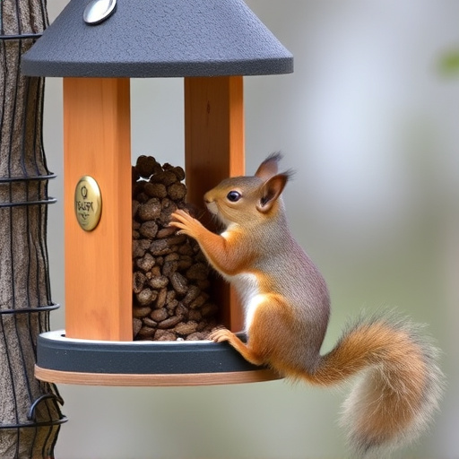 Squirrel attempting to access guarded feeder