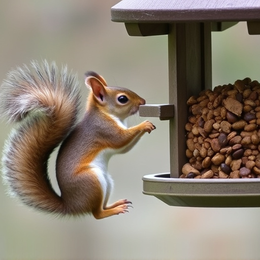 Squirrel attempting to access guarded feeder