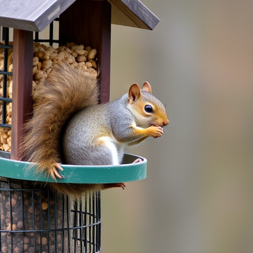 Squirrel attempting to access guarded feeder