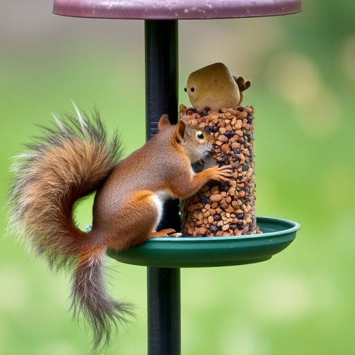 Squirrel attempting to access guarded feeder