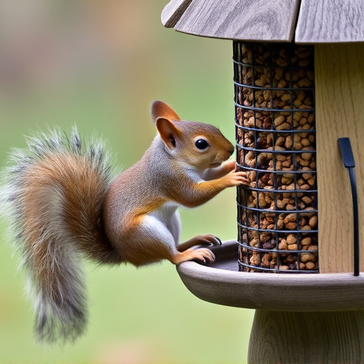 Squirrel attempting to access guarded feeder