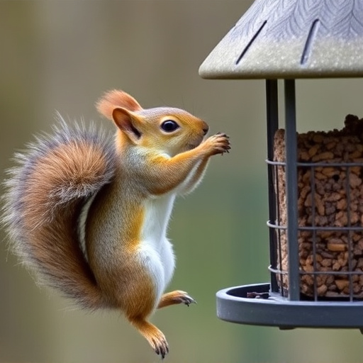 Squirrel attempting to access guarded feeder