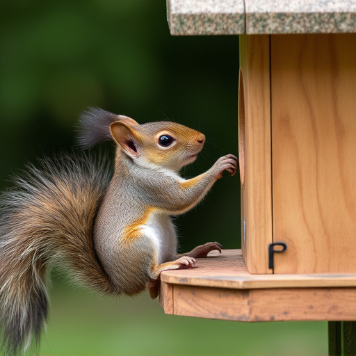 Squirrel attempting to access guarded feeder