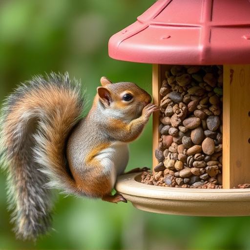 Squirrel attempting to access guarded feeder