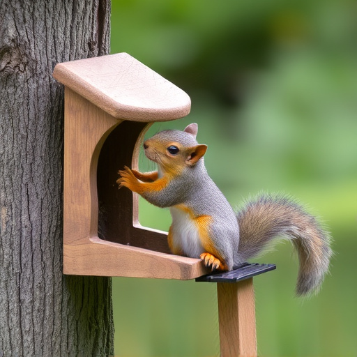 Squirrel attempting to access guarded feeder