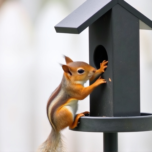 Squirrel attempting to access guarded feeder
