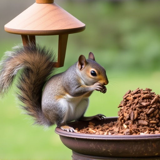 Squirrel attempting to access guarded feeder