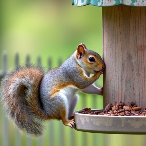 Squirrel attempting to access guarded feeder