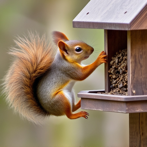 Squirrel attempting to access guarded feeder