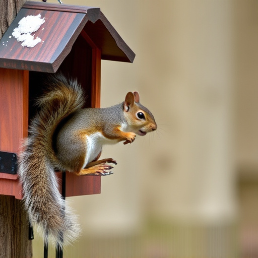 Squirrel attempting to access guarded feeder