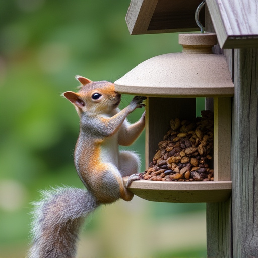 Squirrel attempting to access guarded feeder