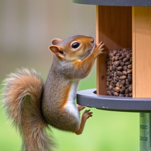 Squirrel caught trying to reach feeder