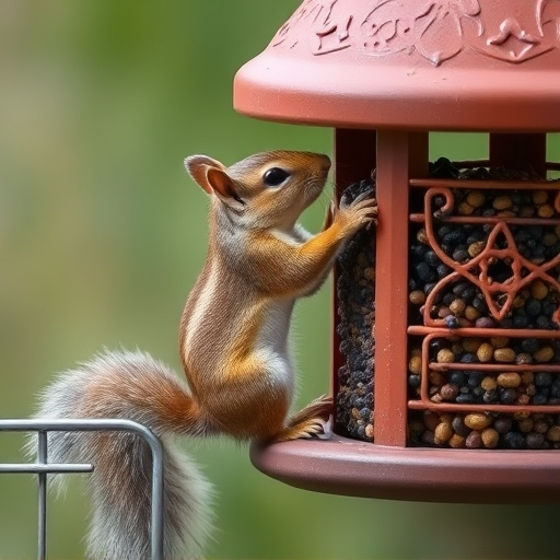 Squirrel caught trying to reach feeder