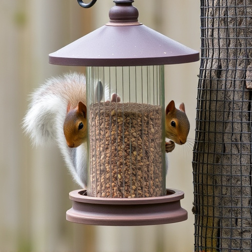 Squirrel-proof bird feeder in backyard