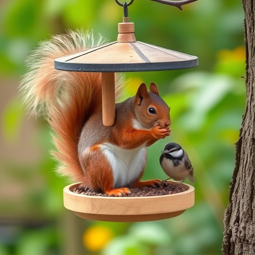 Squirrel-proof bird feeder in backyard