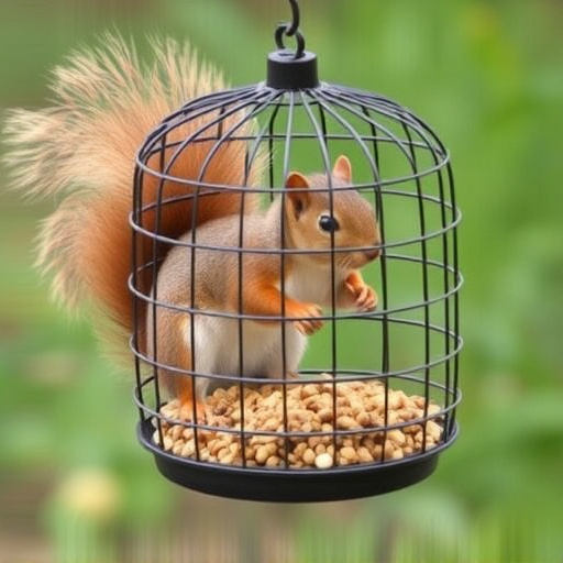 Squirrel-proof cage over ground bird feed