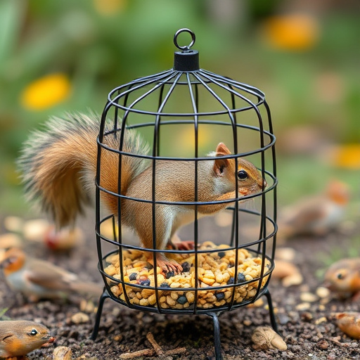 Squirrel-proof cage over ground bird feed